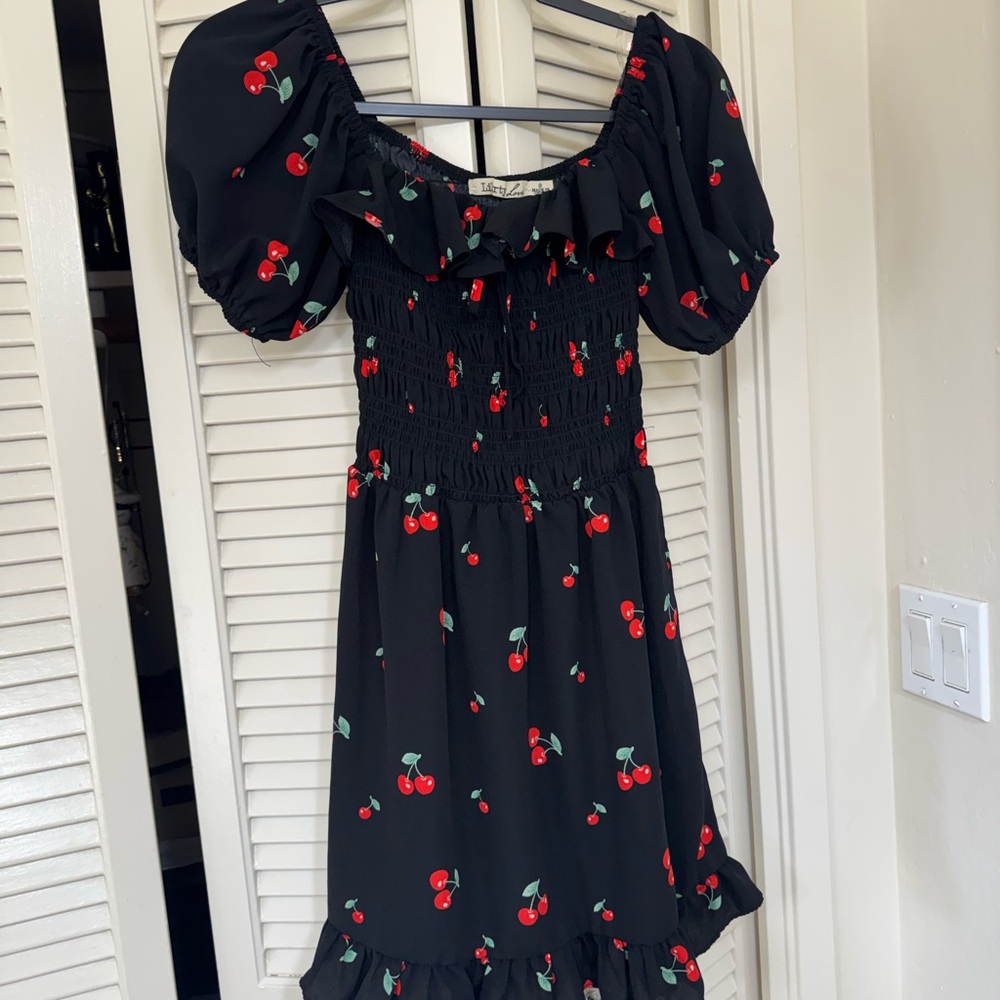 Liberty Love Black Cherry Patterned Mini Dress